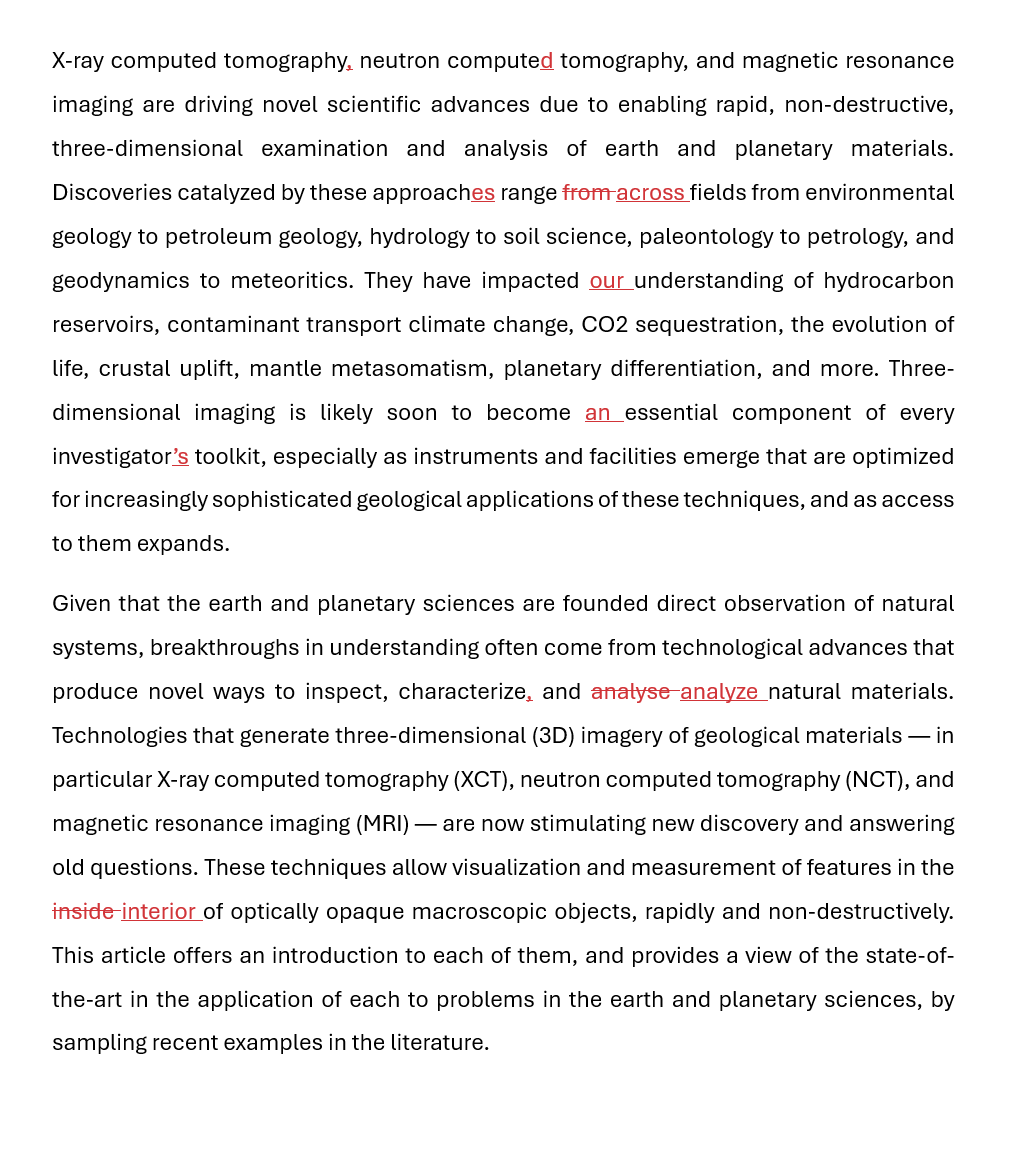 Edited document with tracked changes