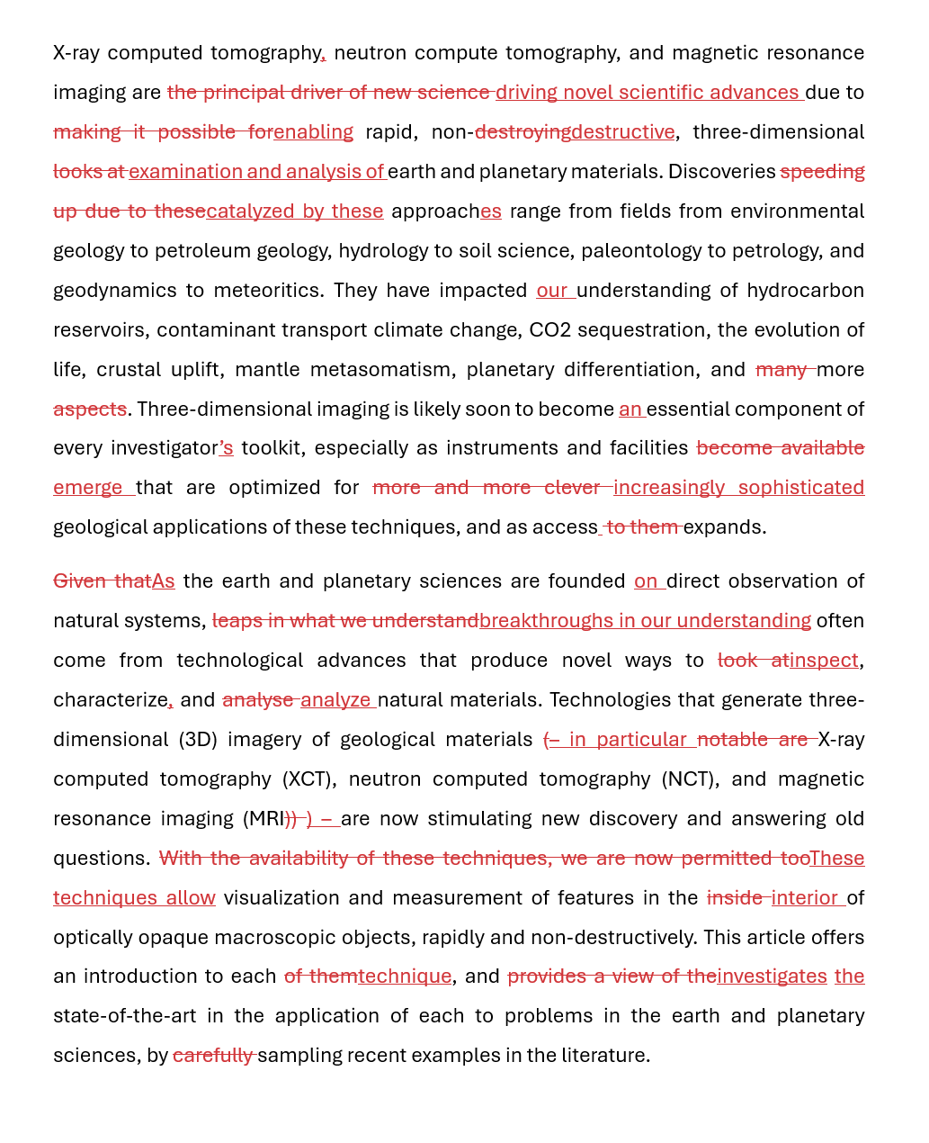 Edited document with tracked changes
